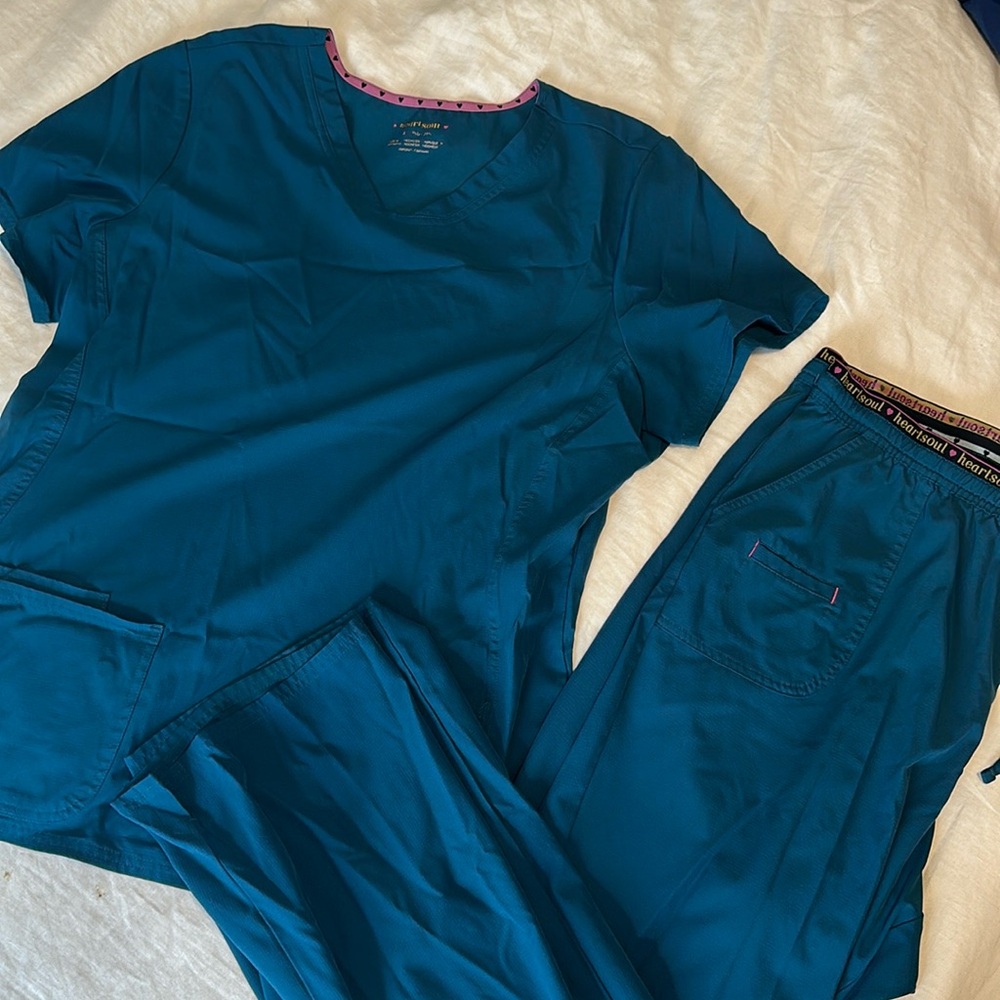 Heart Soul Scrub set in Caribbean Blue
